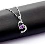 Uloveido White Gold Plated Arrow Heart Pendant Necklace for Women Girls with Purple White Cubic Zirconia N662