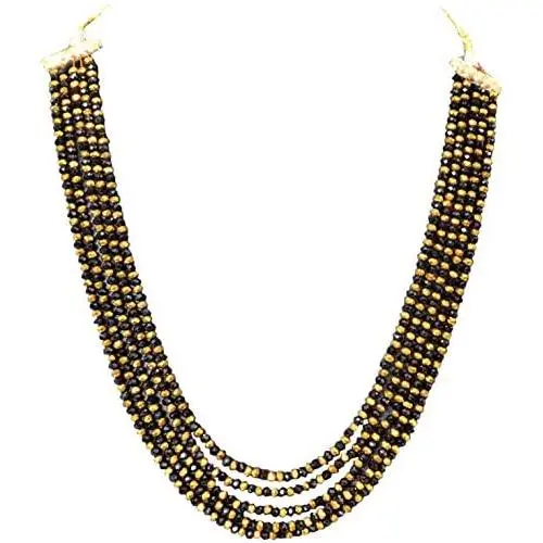 Sansar India Five Layer Beads Multistrand Indian Necklace Jewelry for Girls and Women Sansar India Five Layer Beads Multistrand Indian Necklace Jewelry for Girls and Women