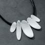 Chunky Silver Gold Pendant Black Leather Choker Necklace for Women Fashion Jewelry