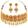 Aheli Elegant Gold Tone Crafted Ethnic Festive Wedding Party Wear Choker Necklace Jhumki Earrings Set for Indian Women Traditional Fashion Jewelry