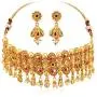 Aheli Elegant Gold Tone Crafted Ethnic Festive Wedding Party Wear Choker Necklace Jhumki Earrings Set for Indian Women Traditional Fashion Jewelry