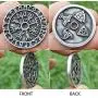 Nordic Coin Icelandic Viking Jewelry - Protection Amulet Lucky Charm - Safe Travel Medallion Power Victory Talisman - Original Mens Pendant Norse Necklace - Terror Rune Pewter Pendant