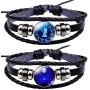 Newless 2 Pcs Constellation Leather Bracelet Retro Zodiac Astrology Braided Bracelet