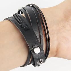Chic Exquise Designs Handmade Genuine Vintage Leather Wrist Cuff Wrap Bracelet Adjustable