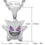 TSANLY Diamond Chain Gengar Chain Pokemon Necklace White Gold Plated with Killy Pendant Ice Out Hip Hop Medallion 24'' Rope Chain + Storage Case + Microfiber Cloth