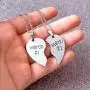 enhong BFF Necklace for 2,Teen Girls & Boys Gifts Stainless Steel Heart Friendship Necklace Set