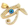 Warvik Green Opal Horus Eye Egypt CZ Stone Pendant Necklace Silver Color, Stainless Steel Jewelry Men Women Wheat Chain 20/28 Inch