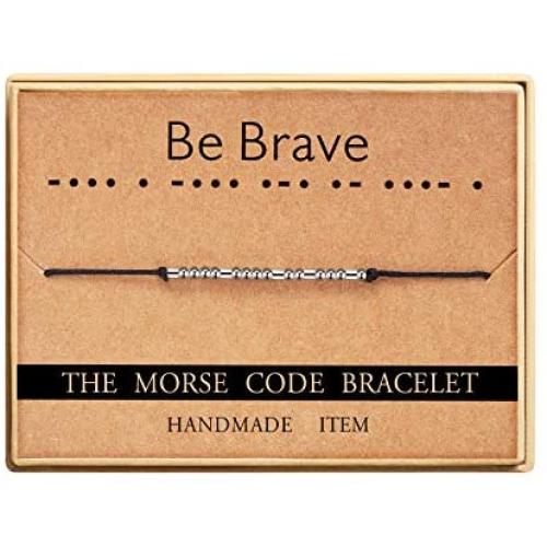 Ldurian Morse Code Bracelet, Morris Jewelry for Women Men, Secret Message Gift, Cord with Beads, Inspirational Gift for Bestie, Present for Her Him (Friend, Love, Fvck Off, Ohana, Journey)