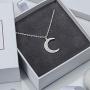 ELEGANZIA Crescent Moon Necklaces for Women Teens Girls Mom, Moon Pendant Sterling Silver Cubic Zirconia Minimalist Jewelry for Her