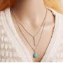 CanB Boho Turquoise Layered Necklaces Chain Pendant Jewelry for Women Girls (Silver)