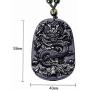 Natural Black Obsidian Dragon Necklace Healing Crystal Gemstone Necklaces Carved Stone Pendant Amulet Charm for Men or Women