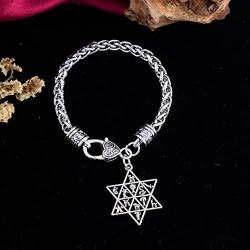 Jewish 12 Tribes of Israel Star of David Charm Alloy Wheat Chain Hebrew Bracelet Gift Women Men Jewelry