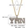 GUCY Hip Hop Jewelry Micropave Simulated Diamond Iced Out YRN Pendant Chain Necklace(Gold/Silver)