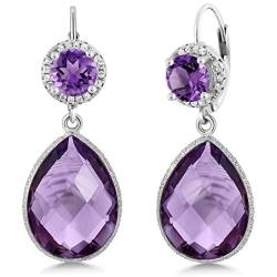 Gem Stone King Purple Amethyst 925 Sterling Silver Earrings For Women (1.40 Ct Round Gemstone Birthstone)