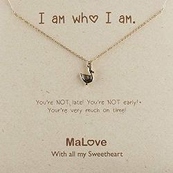 MaLove Cute Duck Inspirational Pendant Necklace, Handmade Gold-Tone Plated Pendant Necklace Jewelry Gift for Women