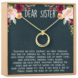 Dear Ava Sisters Gift Necklace: Sister Birthday Gift, Big Sister Gift, 2 Linked Circles (Gold-Plated-Brass, NA)