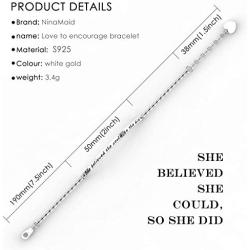 NINAMAID “She believed she could so she did” Engraved 925 Sterling Silver Inspirational Bangle Bracelets