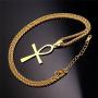 U7 Egyptian Jewelry Set Stainless Steel Ankh Cross or Queen Head Necklace Earrings Set for Women