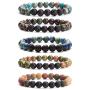 Bivei Lava Rock Stone Essential Oil Diffuser Bracelet - Natural Semi Precious Gemstone Beads Healing Crystal Bracelet