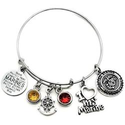 Kits Kiss Marine Bracelet, USMC Bracelet, USMC Wife Bracelet, USMC Mom Bracelet, USMC Girlfriend Bracelet, USMC Sister Bracelet, I Love My Marine Bracelet, USMC Jewelry, Marine Bangle Bracelet