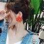 DAMLENG Fashion Bohemian Acrylic Large Flower Stud Earrings Matte Flower Dangle Earrings with Gold Flower Bud for Women Girls Mom Lover and Friends