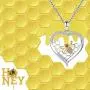 Sterling Silver Bee Honeycomb Necklace S925 Love Heart Little Bumblebee Cubic Zirconia Pendant Jewelry Gift for Teens Women Girl Sterling Silver Bee Honeycomb Necklace S925 Love Heart Little Bumblebee Cubic Zirconia Pendant Jewelry Gift for Teens Women Girl