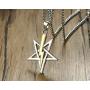 PJ Jewelry Mens Anton LaVey Sigil Pendant Inverted Pentagram with Lightning Bolt Church of Satan Symbol Necklace