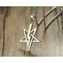 PJ Jewelry Mens Anton LaVey Sigil Pendant Inverted Pentagram with Lightning Bolt Church of Satan Symbol Necklace