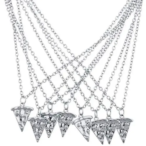 Lux Accessories BFF Best Friends Forever Pizza Pie Slice Necklace Set (8PC) Lux Accessories BFF Best Friends Forever Pizza Pie Slice Necklace Set (8PC)