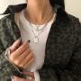 Good Luck Mens Stainless Steel Chain Necklace Silver Color Pendant Layered Necklace for Women with Lucky Number 7