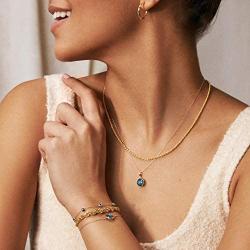 GELIN 14k Solid Gold Blue Evil Eye Protection Charm Pendant Necklace - Evil Eye Jewelry for Women