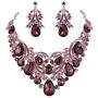 BriLove Womens Bohemian Boho Crystal Teardrop Filigree Leaf Hollow Statement Necklace Dangle Earrings Set BriLove Womens Bohemian Boho Crystal Teardrop Filigree Leaf Hollow Statement Necklace Dangle Earrings Set