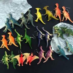 6-12 Pairs Cute Cartoon Dinosaur Drop Dangle Earrings Set Colorful Exaggeration Resin Animals Earrings for Women Girls Funny Party Cool Jewelry Creative Gifts