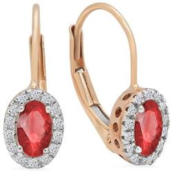 Dazzlingrock Collection 14K Ladies Halo Style Hoop Earrings, Rose Gold
