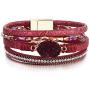 FANCY SHINY Leather Wrap Bracelet Boho Cuff Bracelets Crystal Bead Bracelet with Magnetic Clasp Jewelry Gifts for Women Teen Girls