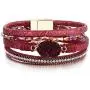 FANCY SHINY Leather Wrap Bracelet Boho Cuff Bracelets Crystal Bead Bracelet with Magnetic Clasp Jewelry Gifts for Women Teen Girls