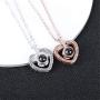 I Love You Necklace, 100 Languages Crystal Love Memory Projection Necklaces Heart Shape Loving Memory Collarbone Necklace for Women Girls Jewelry Birthday Gifts for Girlfriend Women Wife Mom