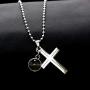 NA Cross Line Necklace,Mustard Seed Pendant, Stainless Steel Baptism Christian Jewelry, Cross Charms for Men Women Teens Y727