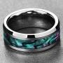 N-A 8 mm Inlaid Abalone Shell Beveled Tungsten Carbide Ring Jewelry for Wedding Party Finger Rings