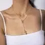 Woeoe Bohe Pearls Layered Rosary Necklace Gold Coin Pendants Cross Religious Necklaces Chain Beach Y Shape Angel Necklace Jewelry for Women and Girls