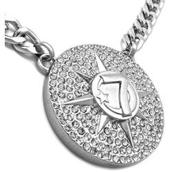 GWOOD 5 Percenter 7 Star Silver Color Pendant with 18 Inch Cuban Necklace