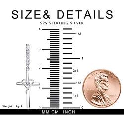 AmorAime 925 Sterling Silver Earrings for Women Birthstone Heart Earrings for Girls Dangle Cross Earrings Mom Gifts for Mothers Day, Anniversary or Birthday for Teen Girls