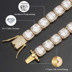 TRIPOD JEWELRY 10mm Tennis Chain for Men Cluster Lab Diamond Iced Out Necklace,18K Gold/ White Gold/ Rose Gold Plated Choker Necklaces for Women with Full Iced Clasp