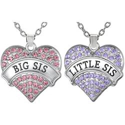 Girls, Teens, Women Gifts for Big Sis & Lil Sis Heart Necklace Set for 2, Sister Necklaces, Big & Little Sisters Jewelry Gifts