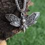 SanLan Death Head Moth Pendant Necklace Wicca Jewelry Goth Moth and The Moon
