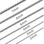 Monily 2-7mm 16-38In Square Rolo Stainless Steel Chain Necklace Round Box Necklace Men Women Jewelry