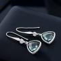 Gem Stone King 925 Sterling Silver Simulated Aquamarine Dangle Earrings For Women (5.75 Cttw Trillion Checkerboard Cut 12MM)