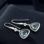 Gem Stone King 925 Sterling Silver Simulated Aquamarine Dangle Earrings For Women (5.75 Cttw Trillion Checkerboard Cut 12MM) Gem Stone King 925 Sterling Silver Simulated Aquamarine Dangle Earrings For Women (5.75 Cttw Trillion Checkerboard Cut 12MM)