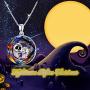 JUSTKIDSTOY Nightmare Before Christmas Necklace Jewelry 925 Sterling Silver Jack Skellington and Sally Pendant Necklace Gifts for Women Girlfriend