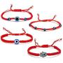 4Pcs Evil Eye Bracelets for Women Men,7 Knot Adjusted Handmade Lucky Bracelets for Protection Kabbalah Black Blue Red String Bracelets Amulet Jewelry Gift for Families Friends,4 Packs